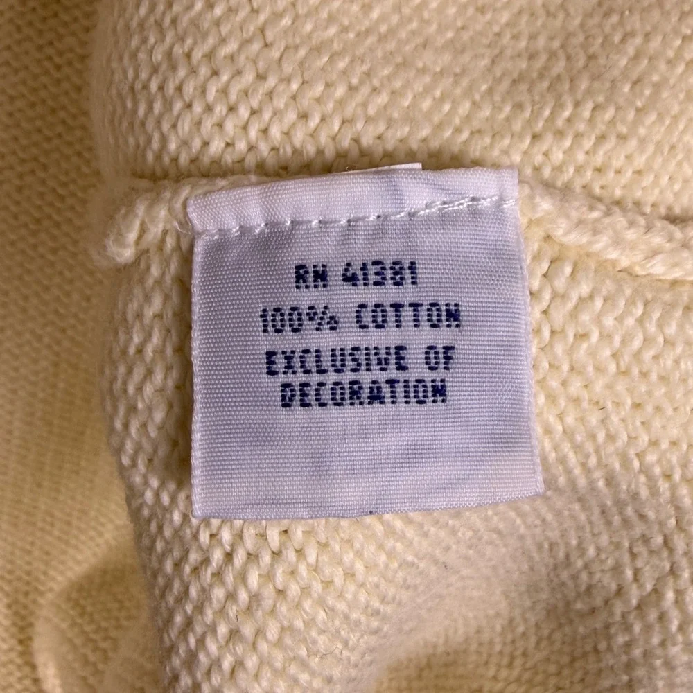 Polo Ralph Lauren Quarter Zip Men XL Cream Ivory Classic Cotton Knit Pullover
